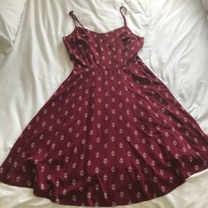 old navy dress, patterned, red, skinny straps, M